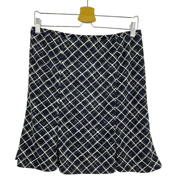 Y2K VINTAGE Express SMALL Black Diamond Dot Green Plaid Flare Mini Skirt - Picture 3 of 8